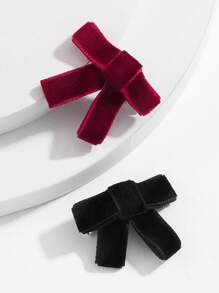 2入組女士蝴蝶結裝飾可愛鴨嘴夾適用於頭髮裝飾用品 - 彩色 - 查看 3