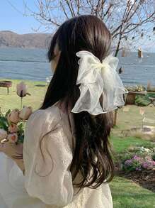 1pc Women Bow Decor Elegant Hair Clip For Hair Decoration Cute