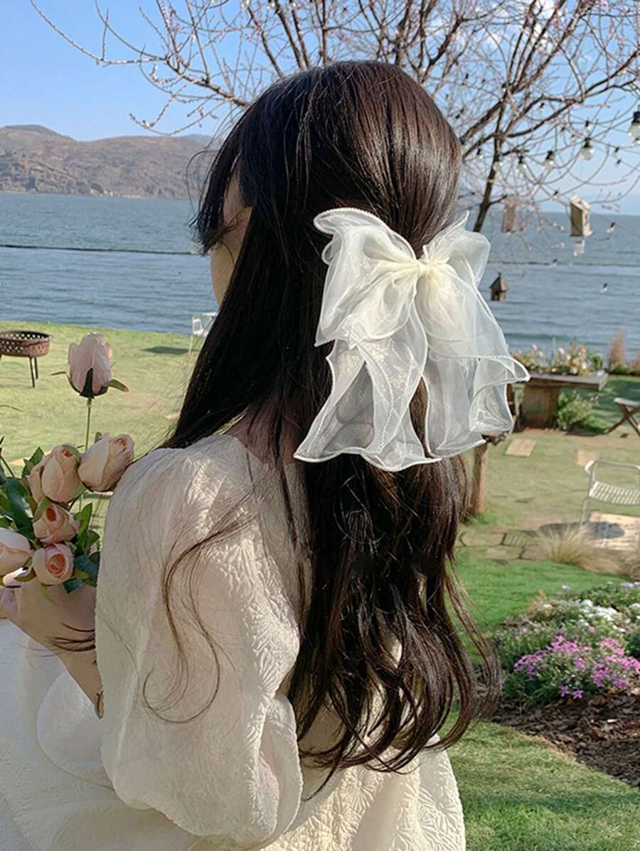 1pc Women Bow Decor Elegant Hair Clip For Hair Decoration Cute