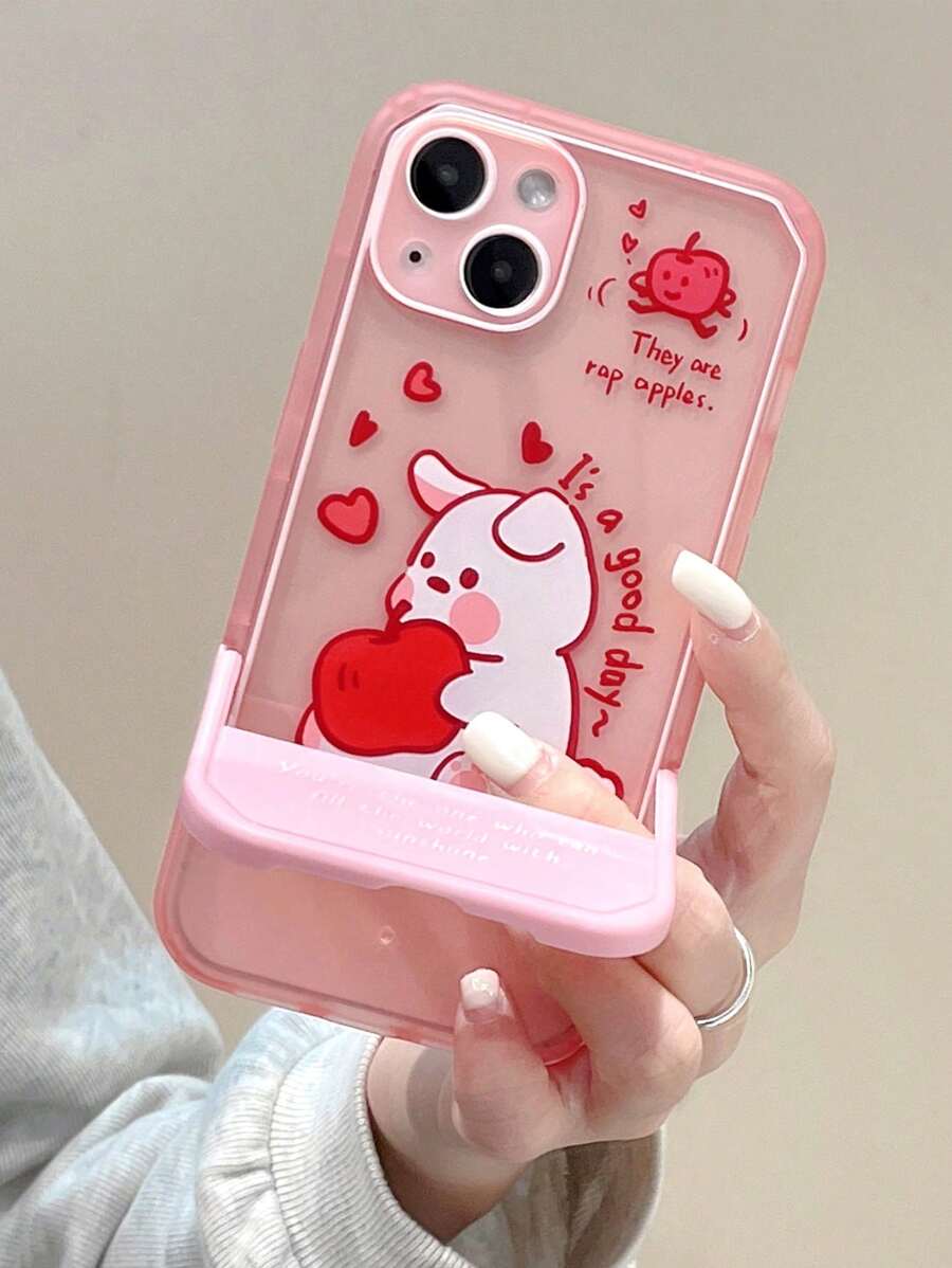 兔子圖案透明手機殼帶底座 - 彩色 - 查看 1