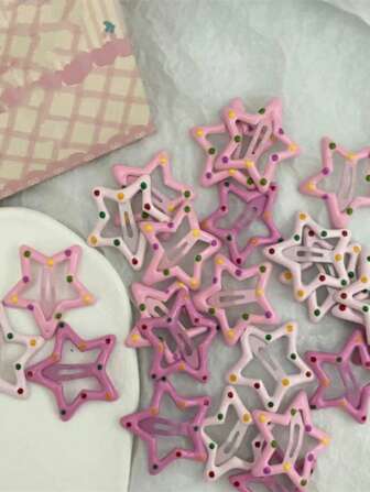24 piezas Clips con diseño de estrella de moda para la decoración del cabello, pasadores de pinza de calle para el cabello