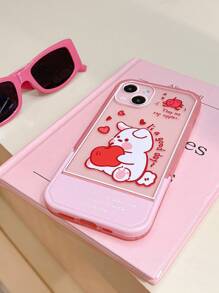 兔子圖案透明手機殼帶底座 - 彩色 - 查看 4