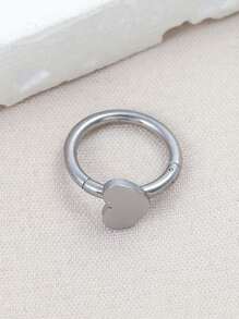 1 pieza Anillo de labio miedoso de acero inoxidable con adorno de corazón para mujeres para decoración diaria - Plateado - Ver 2