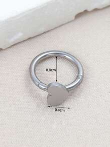 1 pieza Anillo de labio miedoso de acero inoxidable con adorno de corazón para mujeres para decoración diaria - Plateado - Ver 6