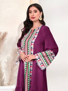 Al Najma 幾何印花荷葉邊娃娃裙 - 紫色 - 查看 4