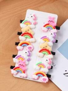 10 件装女孩彩虹装饰可爱鳄鱼发夹适用于头发装饰 - 彩色 - 查看 2