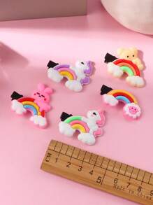 10 件装女孩彩虹装饰可爱鳄鱼发夹适用于头发装饰 - 彩色 - 查看 3