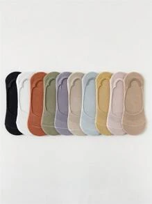 10pairs Women Solid Casual Invisible Socks For Daily Life - Multicolor - View 1