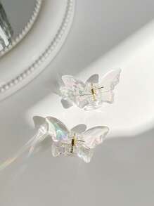 3入組女士透明蝴蝶設計時尚髮爪適用於頭髮裝飾用品 - 無色 - 查看 3