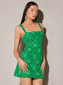 SHEIN BAE Vestido Camiseta Floral Jacquard, Vestido Mini Plissado de Pescoço Quadrado de Cor Sólida, Vestido Sem Costas Rosa com Manga Bolha Sem Alças, Vestido de Estilo Palaciano para Férias de Verão, Elegante, Roupas de Praia para Mulher / Vestido de Convidada de Casamento / Vestido de Chá de Panela Branco, Vestido de Formatura / Conjunto de Formatura, Roupas de Brunch para Mulheres, Roupa de Show de Mulheres / Roupas de Rave Festival / Roupa de Show de País / Roupas de Ibiza / Roupas de Nashville, Férias, Férias, Modesto, Roupas de Mulher para Férias Tropicais, Gyaru, Roupas de Verão / Roupas de Verão, Roupas de Primavera para Mulheres, Vestido para Encontro à Noite, Vestido de Dama de Honra Mini, Vestido Preto Elegante Pequeno, Primavera/Verão