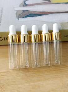 5 peças 5ml vidro transparente Conta-gotas viajar por aromaterapia perfume & cutícula Óleo vazio Garrafa