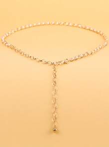 优雅 1 件女士仿珍珠装饰时尚链式腰带适用于礼服装饰万圣节