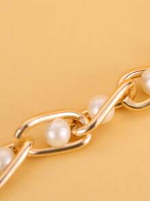 优雅 1 件女士仿珍珠装饰时尚链式腰带适用于礼服装饰万圣节