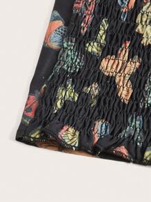 SHEIN Unity Butterfly Print Frill Trim Cami Top - Black - View 4