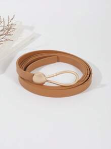 1入組女士水滴扣飾時尚皮帶日常裝飾 - 駝色 - 查看 3