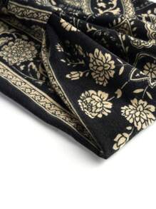 1入組女性花卉圖案和渦紋圖案波西m亞髮帶適用於日常 - 黑色 - 查看 4