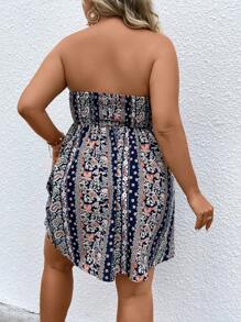 SHEIN Holidaya Plus Floral Print Tube Dress - Multicolor - View 2