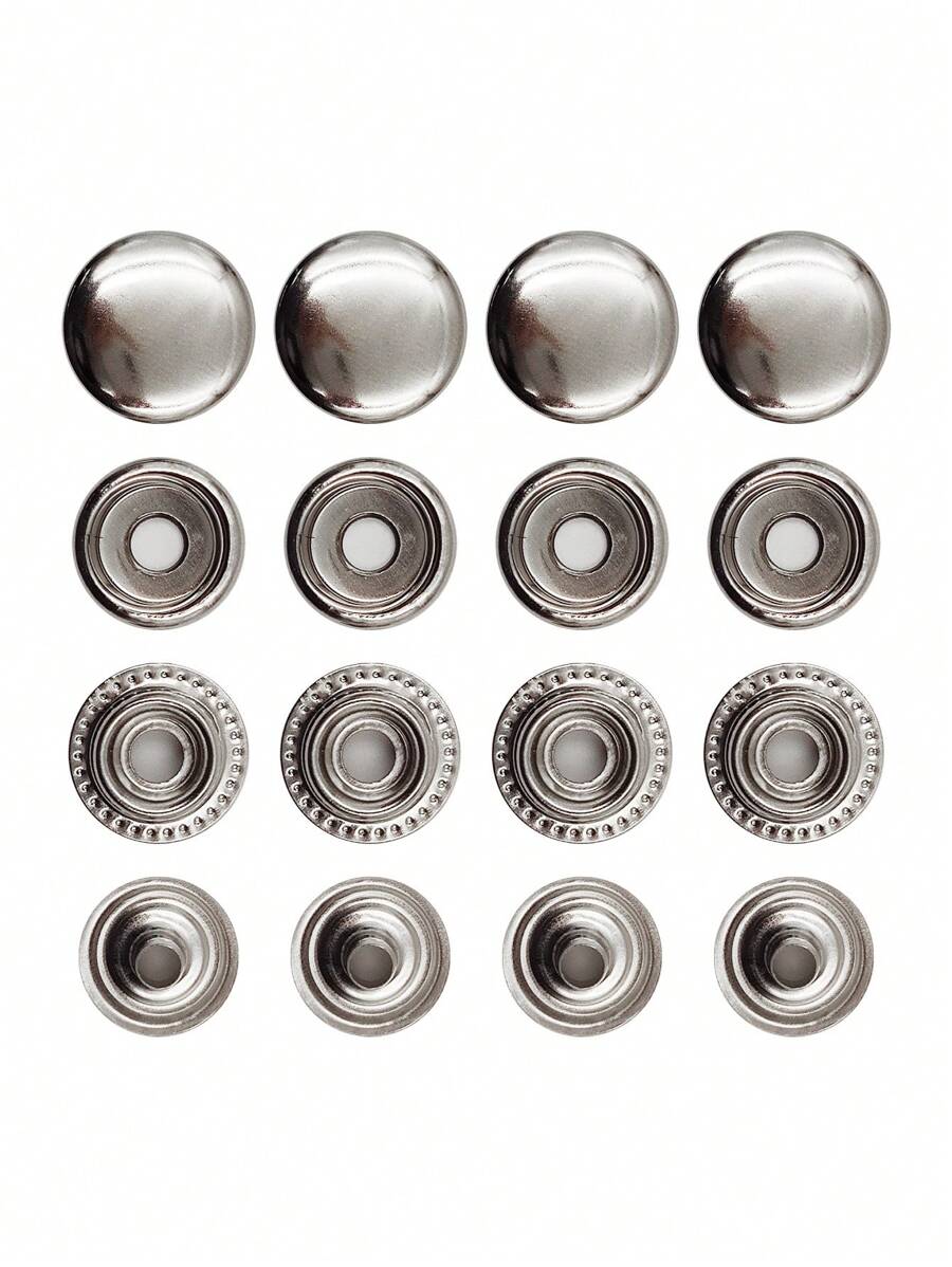 25 Cái/bộ Nút Tròn, Nút Sắt Dễ Thương Cho Áo Len, Áo Khoác Cardigan May - Bạc - Xem 1