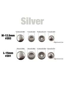 25 Cái/bộ Nút Tròn, Nút Sắt Dễ Thương Cho Áo Len, Áo Khoác Cardigan May - Bạc - Xem 2