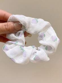 1pc Women Strawberry Pattern Cute Scrunchie For Hair Decoration - Mauve Purple - View 3