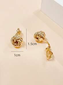 1 Pair Gold Twisted Cable Small Clip-On Earrings, Minimalist Metal Non-Pierced Decoration For Women, Everyday & Festive Occasions