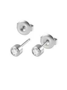 1對十二月生日石系列時尚無菌不銹鋼帶水鑽女式日常耳釘 - 白色 - 查看 2