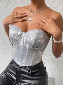 Allurite Sequin Bustier Tube Top