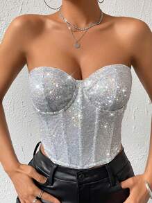 Allurite Sequin Bustier Tube Top