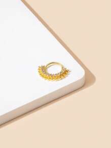 1pc Personalized & Luxurious Copper Inlaid Cubic Zirconia Nose Ring For Women As Party Gift Copper Jewelry
