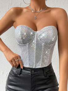 Allurite Sequin Bustier Tube Top