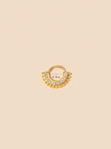 1pc Personalized & Luxurious Copper Inlaid Cubic Zirconia Nose Ring For Women As Party Gift Copper Jewelry