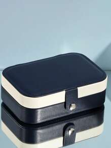 1pc PU Jewelry Box, Modern Solid Color Multi-Grid Jewelry Storage Box For Home And Travel, Gift For Valentine's Day - Pink - View 5