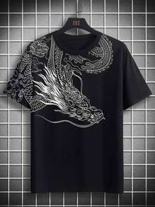 Manfinity LEGND Hombres Camiseta con estampado de águila - Negro - Ver 3