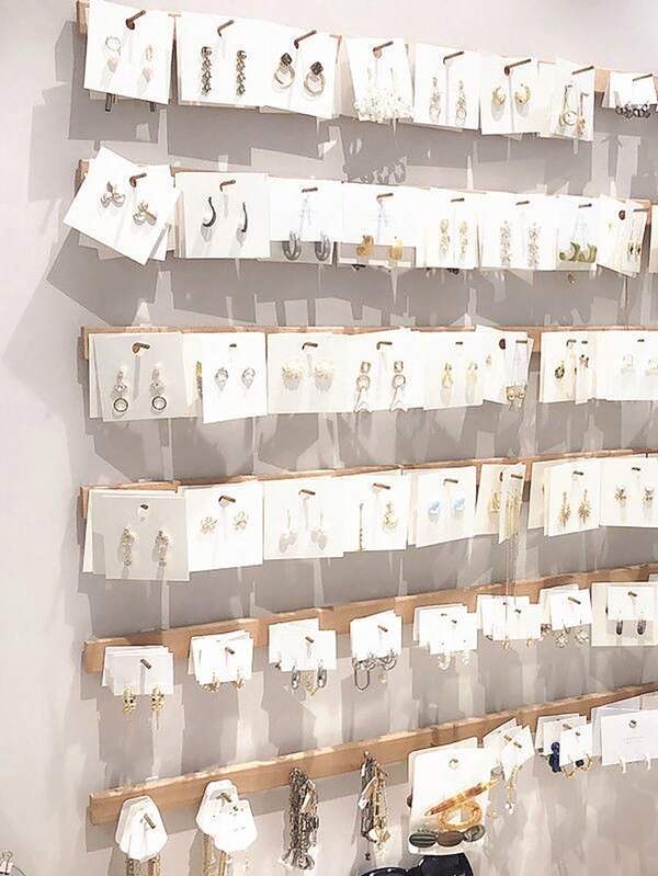 1pc Wooden Jewelry Storage Rack, Minimalist Multifunction Wall Mounted