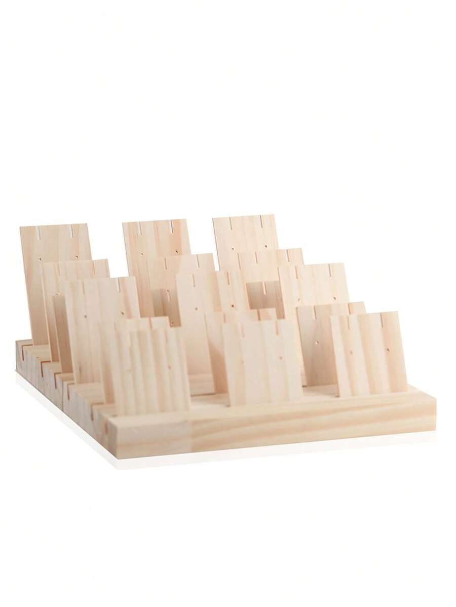 3pcs/set Wooden Jewelry Tower, Creative Multi-grid Jewelry Display Rack For Home - Beige - View 1