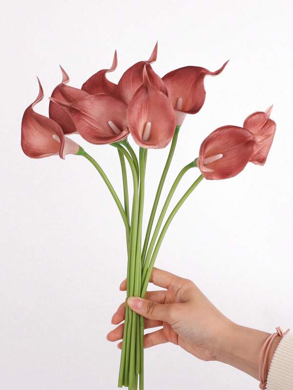 2 Peças Flores Artificiais Mini Copo-de-leite para Decoração Doméstica, Decoração Festiva
