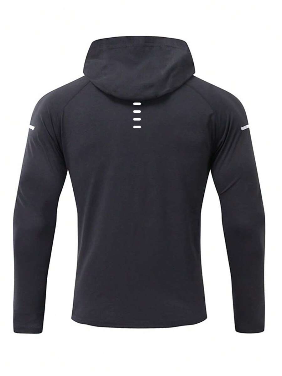 Manfinity Sport Corelite Sudadera con capucha de manga raglán de estilo informal para hombre, de manga larga, tipo jogger, para hacer deporte, estilo novio, transpirable para otoño - Negro - Ver 1