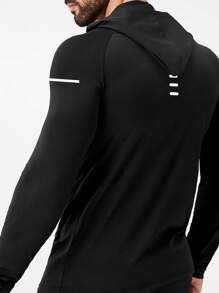 Manfinity Sport Corelite Sudadera con capucha de manga raglán de estilo informal para hombre, de manga larga, tipo jogger, para hacer deporte, estilo novio, transpirable para otoño - Negro - Ver 3