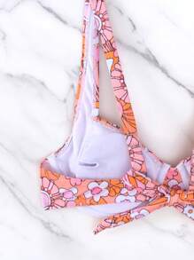 Floral Print Underwire Bikini Top - Multicolor - View 4