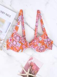 Floral Print Underwire Bikini Top - Multicolor - View 6