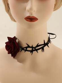 1pc Women Flower Decor Fashion Costume Prop For Daily Life - Black - View 1