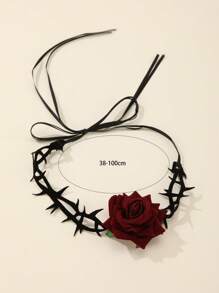 1pc Women Flower Decor Fashion Costume Prop For Daily Life - Black - View 3