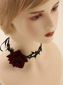 1pc Women Flower Decor Fashion Costume Prop For Daily Life - Black - View 4