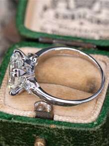 1入組魅力四射方晶鋯石方形裝飾戒指適合女士日常裝飾 - 銀色 - 查看 4