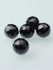 5顆1.4厘米DIY人造水晶玻璃球珠 - 黑色 - 查看 2