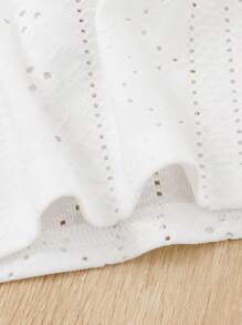 SHEIN Baby Eyelet Embroidery Ruffle Trim Tee - White - View 4