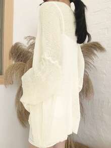 Cárdigan unicolor de hombros caídos - Albaricoque - Ver 2