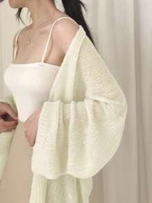 Cárdigan unicolor de hombros caídos - Albaricoque - Ver 3