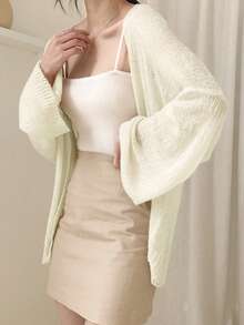 Cárdigan unicolor de hombros caídos - Albaricoque - Ver 5