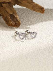 Hoa tai đính đá Cubic Zirconia hình trái tim rỗng thời trang dễ thương cho phụ nữ ngày lễ tình nhân - Nhiều màu - Xem 3